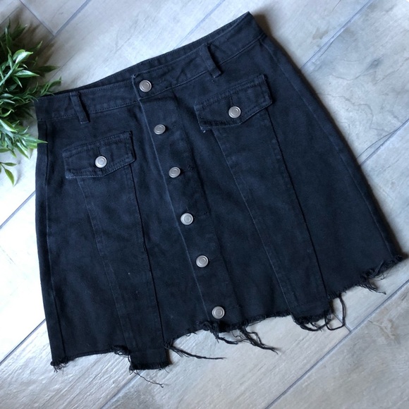 Etophe studios “switch up” black denim button down skirt. Size M - Picture 1 of 7